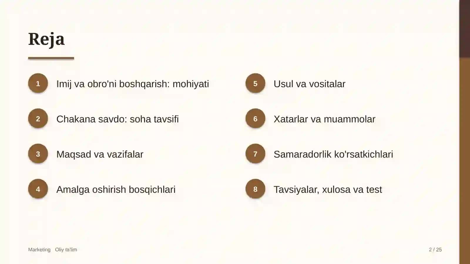 Chakana savdoda imij va obro'ni boshqarish 2