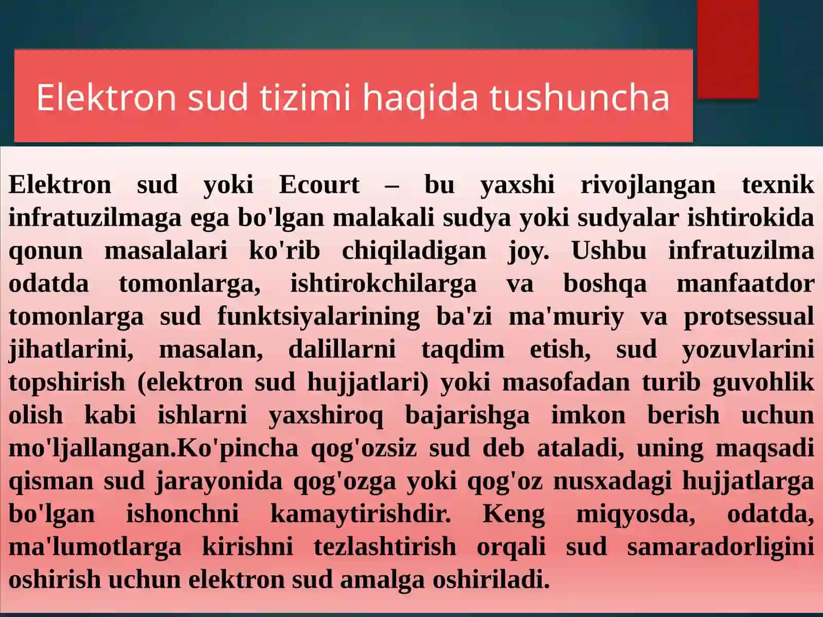 Elektron sud tizimi haqida tushuncha 2