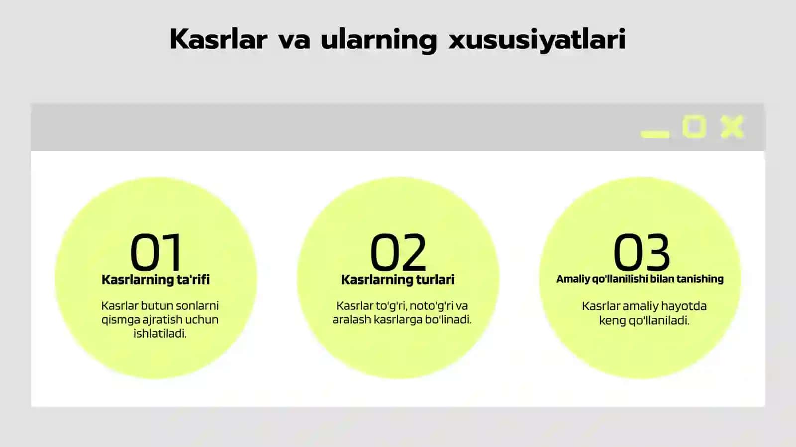 Kasrlar va ularning xususiyatlari 2