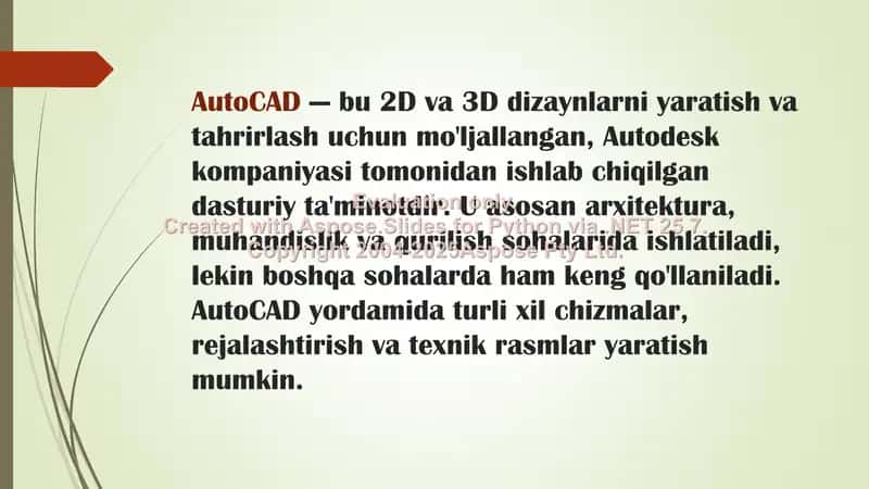 AutoCAD dasturi 2