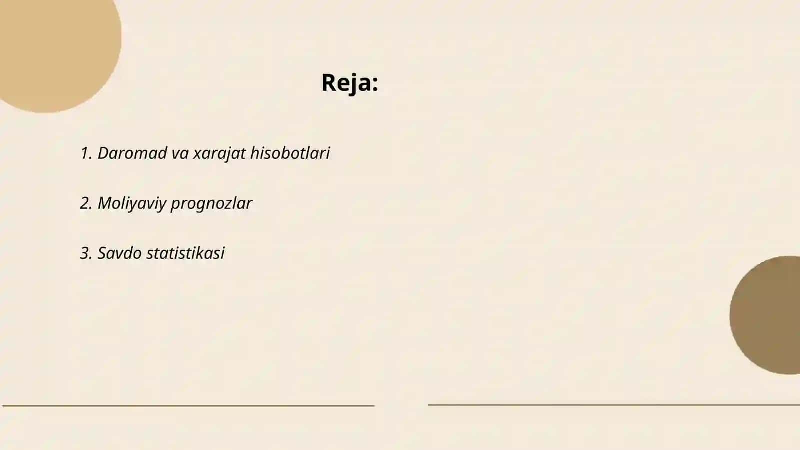 Daromad va xarajat hisobotlari 2