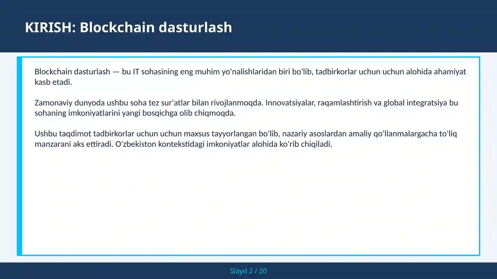 Blockchain dasturlash 2