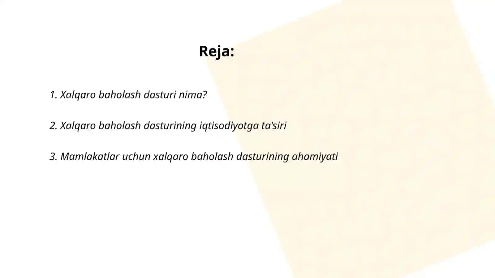 Xalqaro baholash dasturi nima? 2