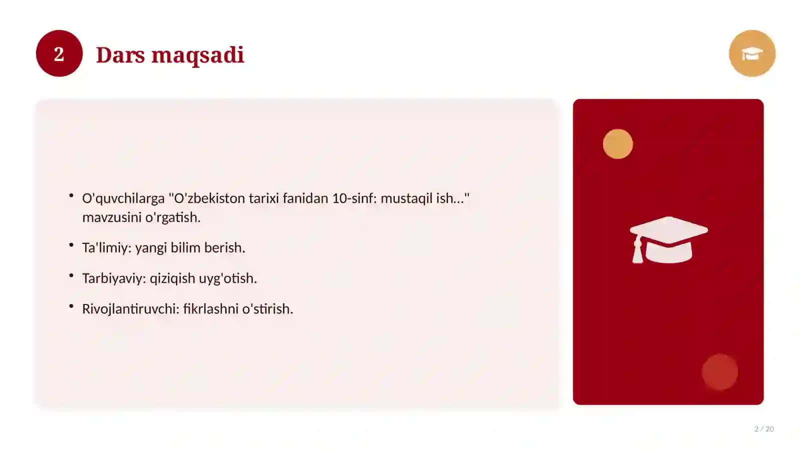 O'zbekiston tarixi fanidan 10-sinf: mustaqil ish topshiriqlari 2