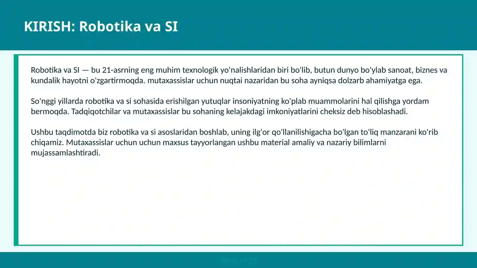 Robotika va SI 2