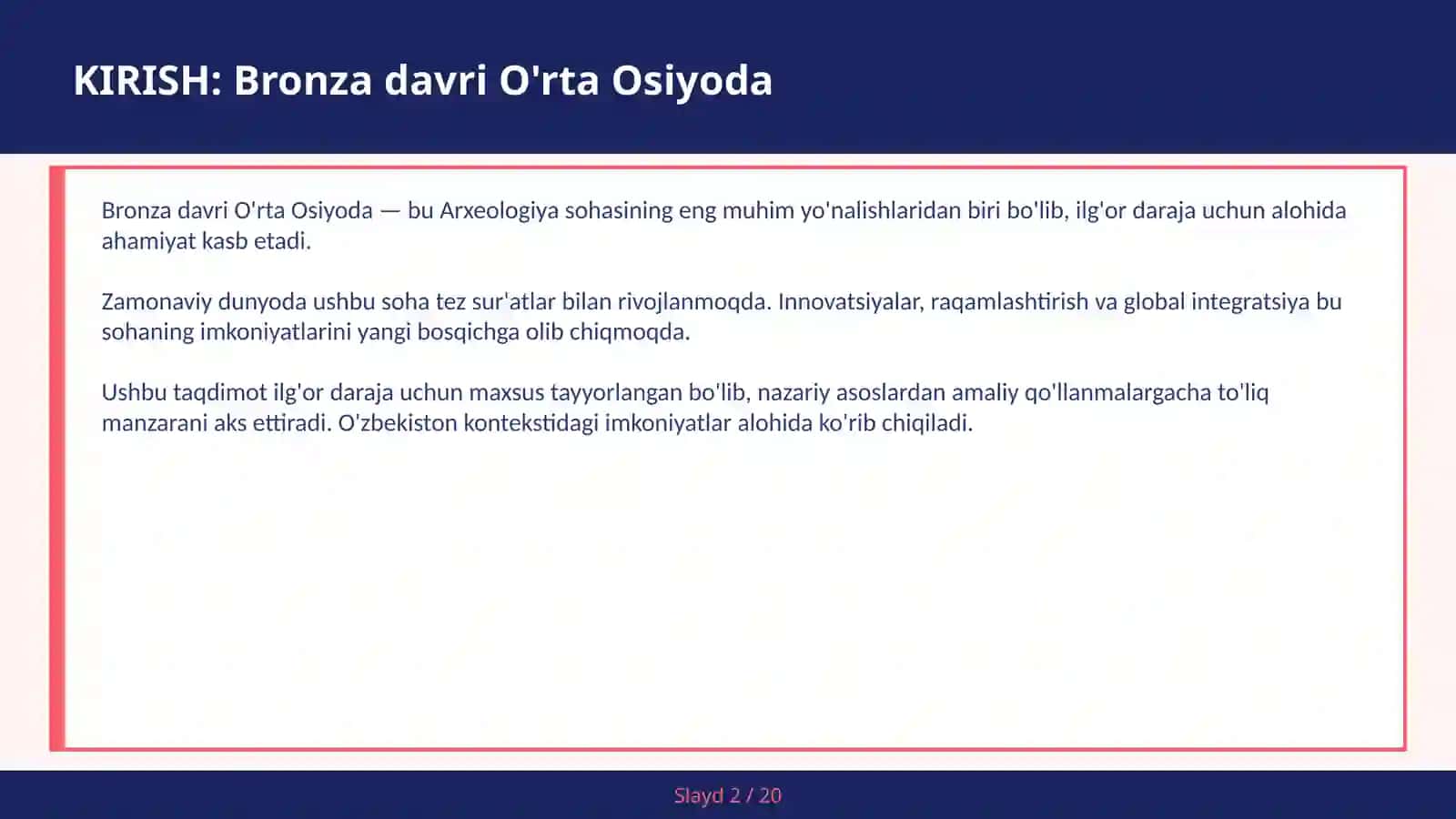 BRONZA DAVRI O'RTA OSIYODA 2