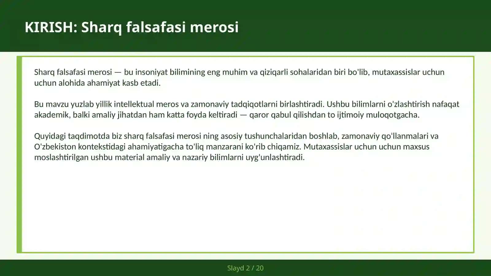 SHARQ FALSAFASI MEROSI 2