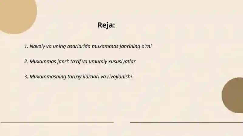 Navoiy ijodida muxammas janri 2