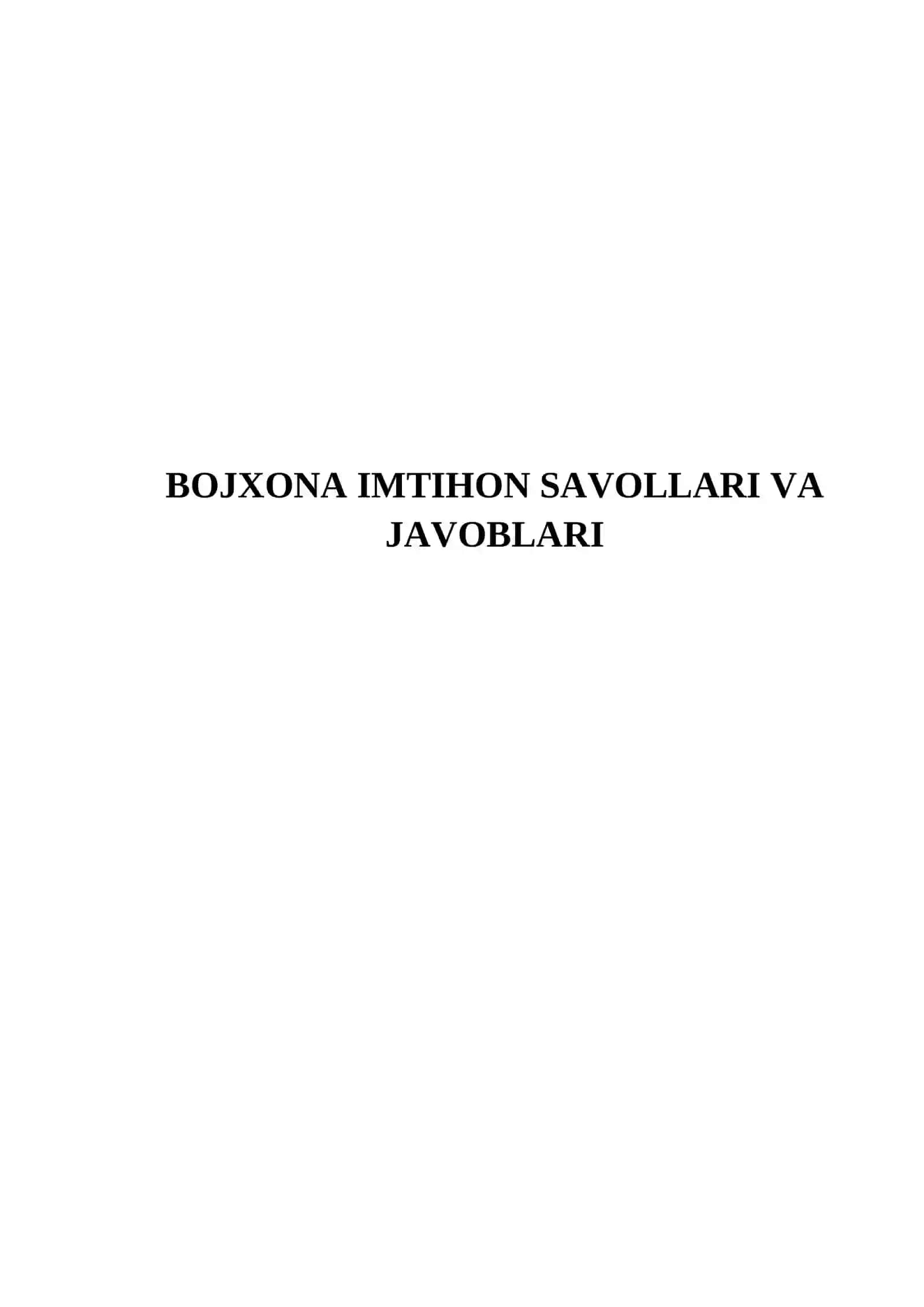 BOJXONA IMTIHON SAVOLLARI VA JAVOBLARI 2