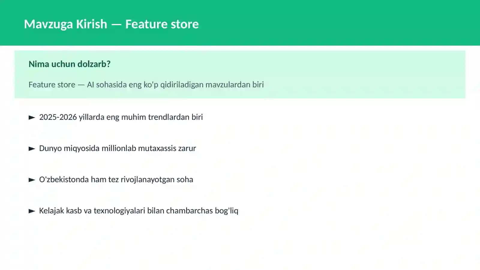 Feature store 2