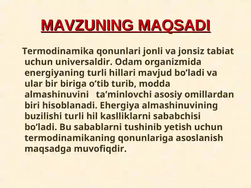 KIMYOVIY TERMODINAMIKA ASOSLARI 2