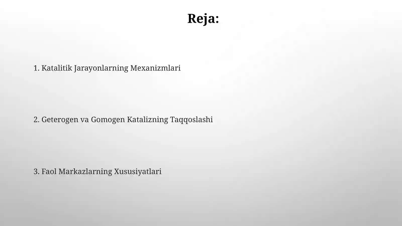 Getrogen katilez gomogen katalizda faol markazlari 2