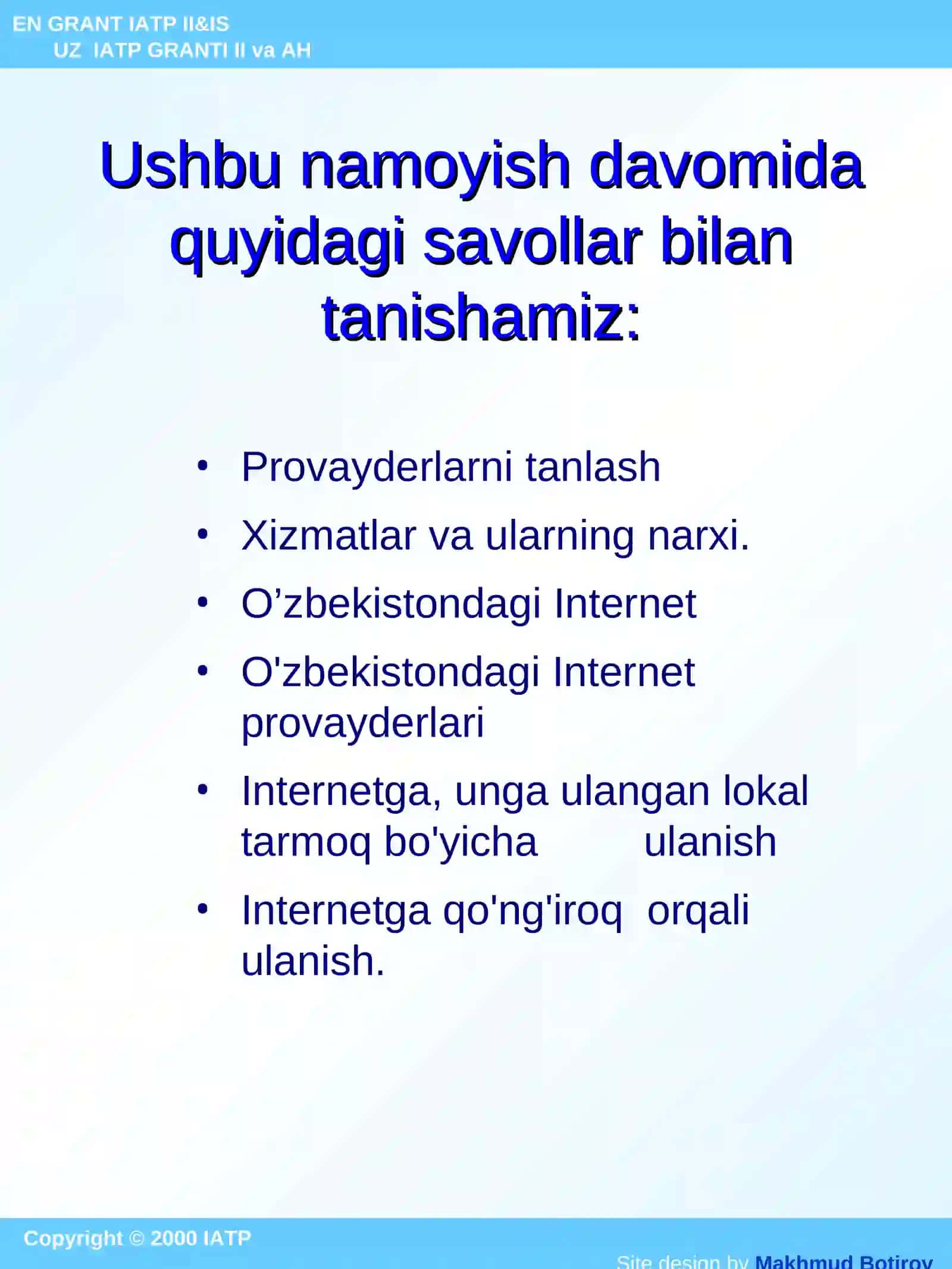 Internet tizimi bilan ishlash 2