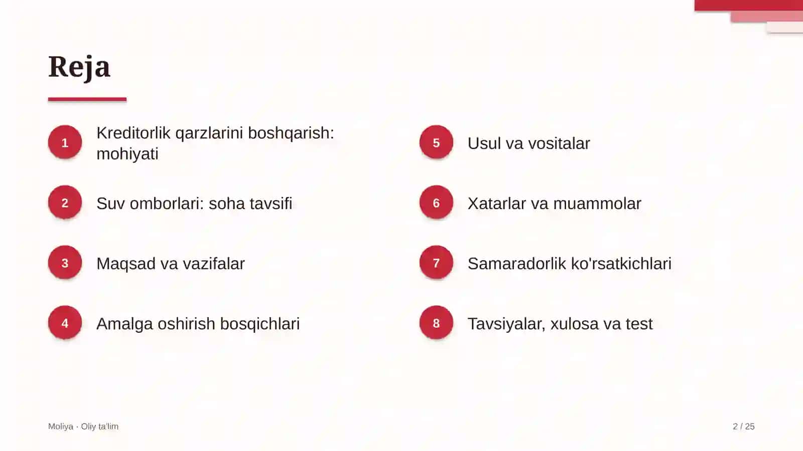 Suv omborlarida kreditorlik qarzlarini boshqarish 2