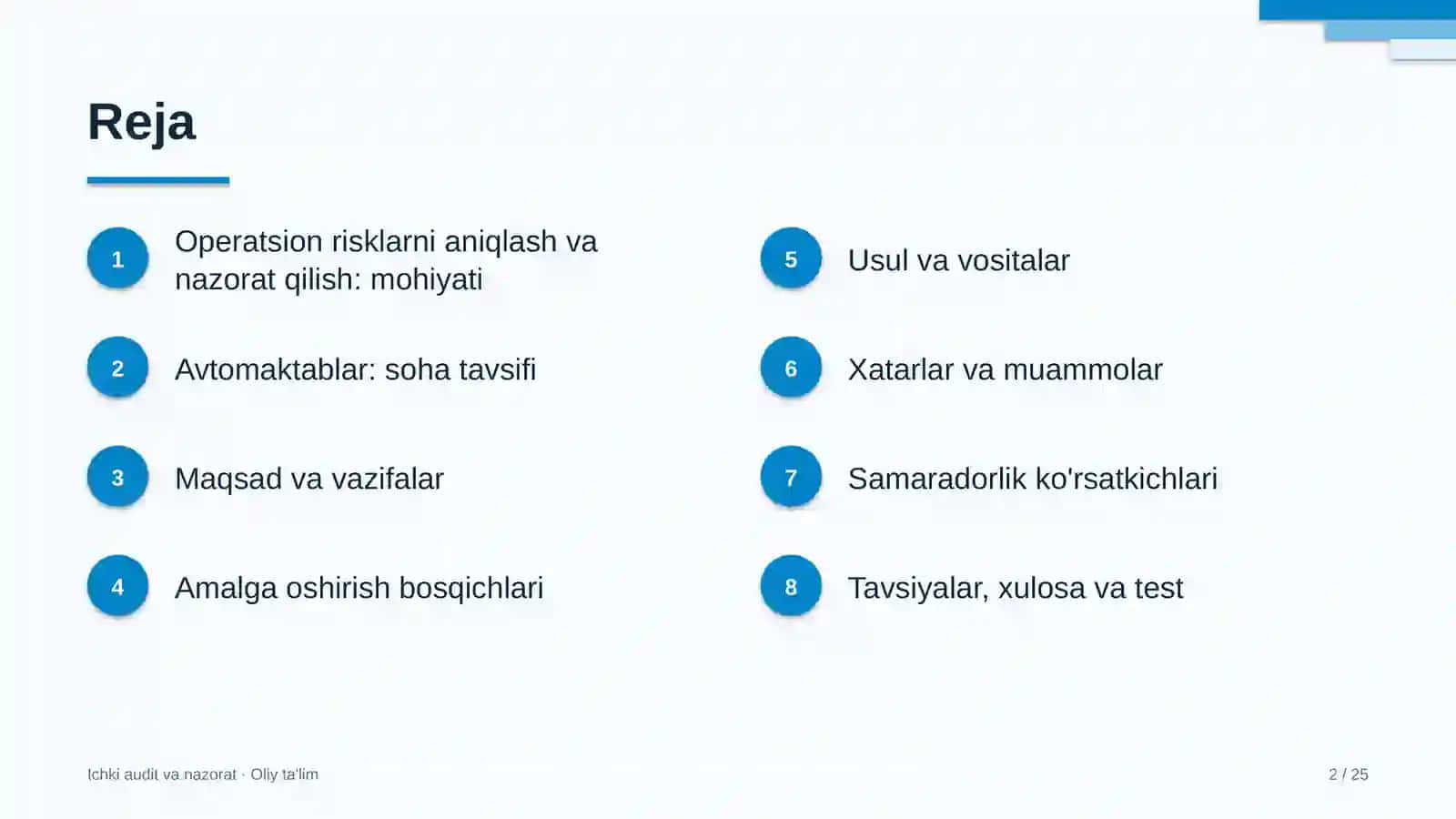 Avtomaktablarda operatsion risklarni aniqlash va nazorat qilish 2