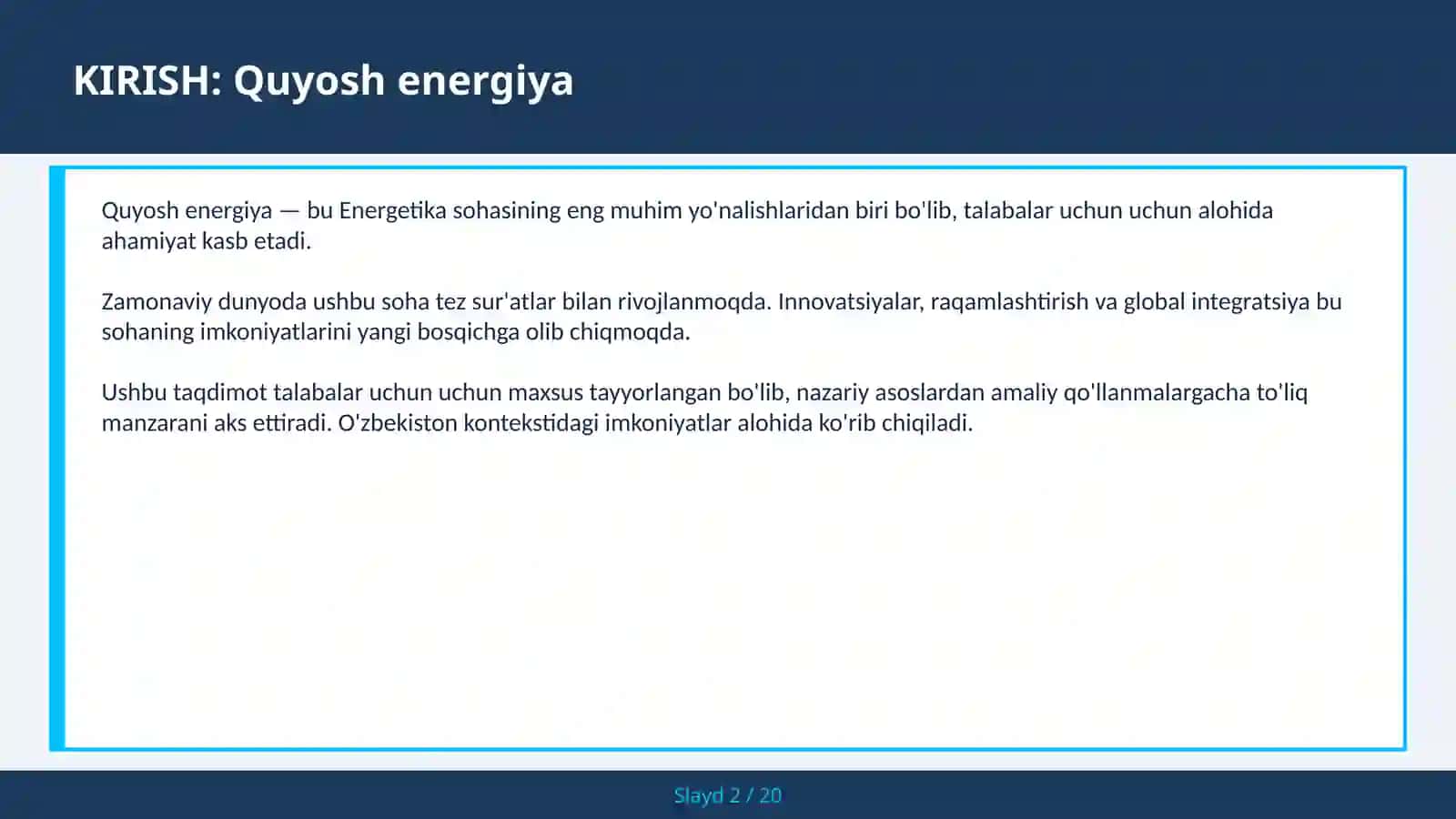 Quyosh energiya 2