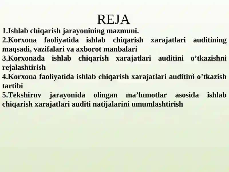 Ishlab chiqarish jarayoni auditini 2