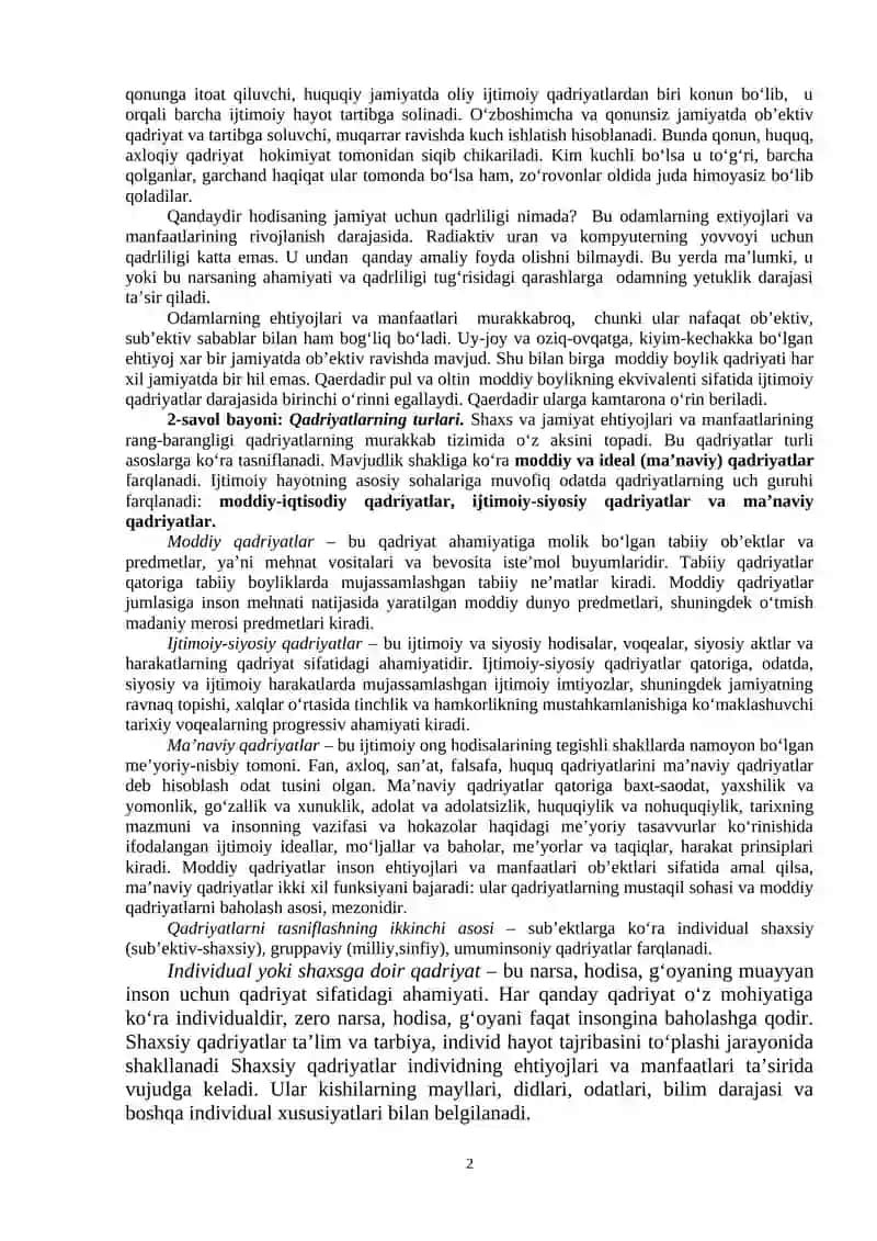 Qadriyatlar falsafasi (Aksiologiya) 2