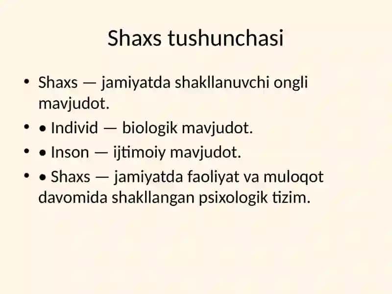Shaxs Psixologiyasi 2