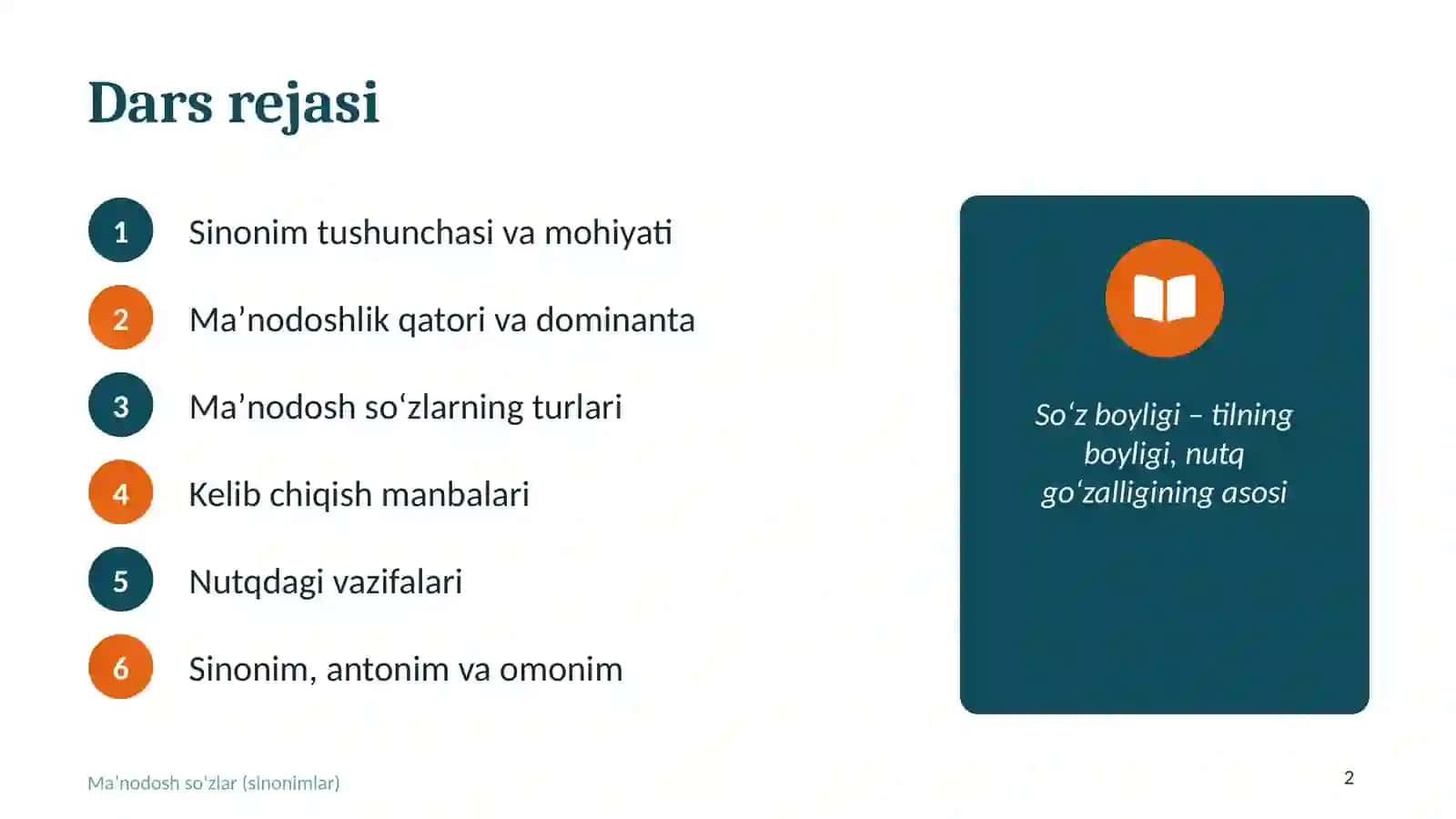 Maʼnodosh soʻzlar (sinonimlar) 2