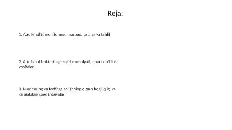Atrof-muhit Monitoringi va Atrof-muhitni Tartibga Solish 2