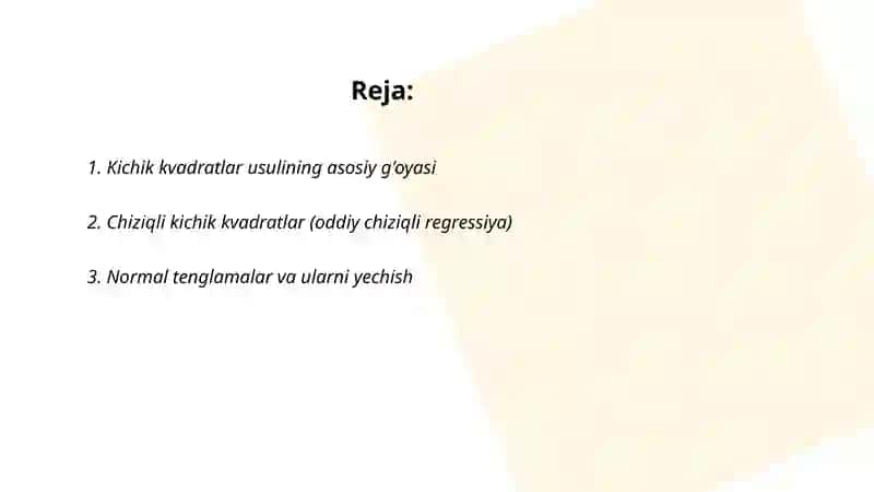 Kichik kvadratlar usuli 2