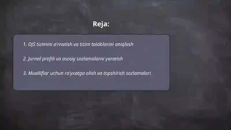 OJS tizimida jurnal yaratish 2