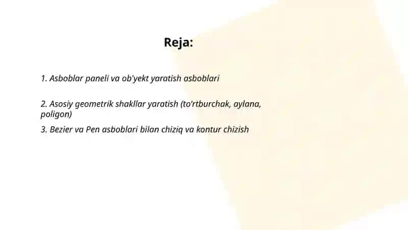 Corel Draw dasturida ob'yektlar yaratish 2