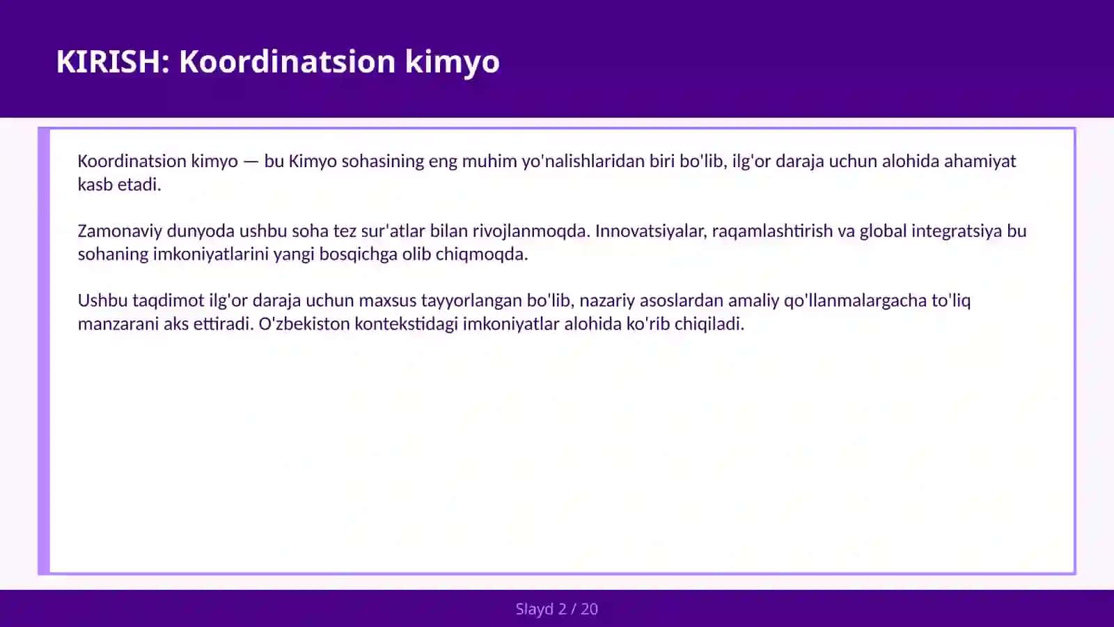 Koordinatsion Kimyo 2