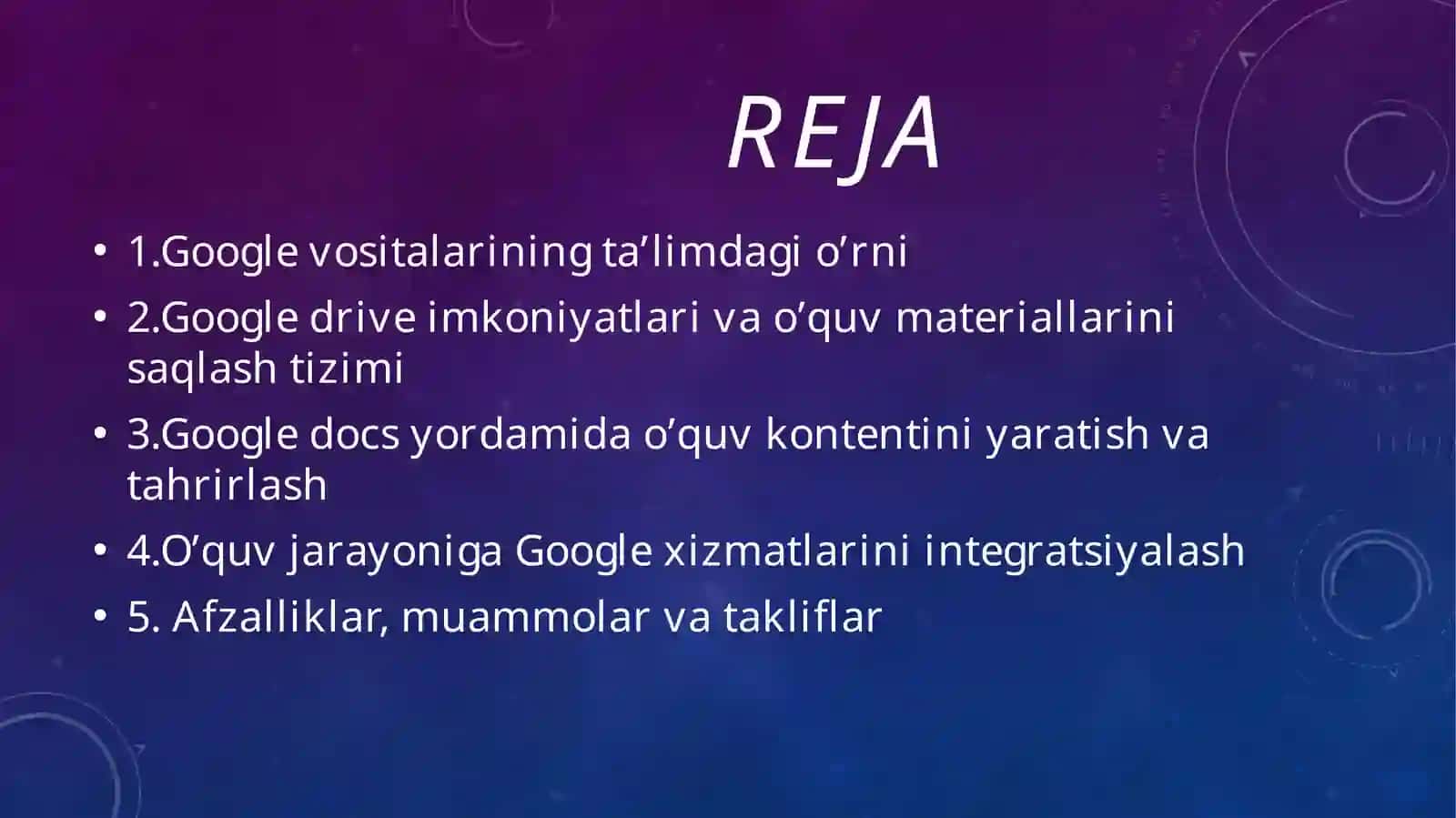 Google Vositalaridan (Google Drive, Google Docs) foydalanishning 2