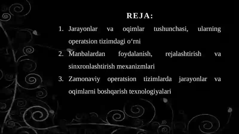Jarayonlar va oqimlarni boshqarish 2
