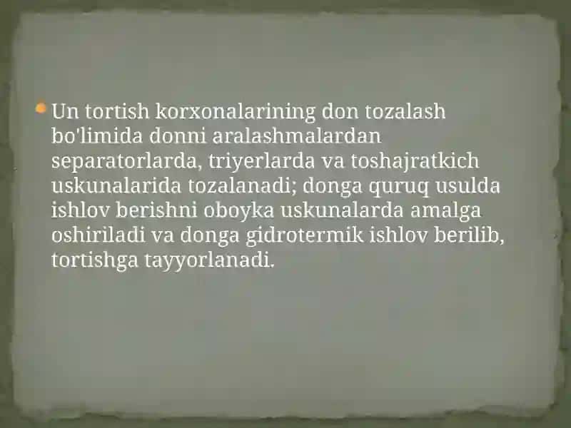 Un zavodlarida texnologik jarayonlarni nazorati. 2