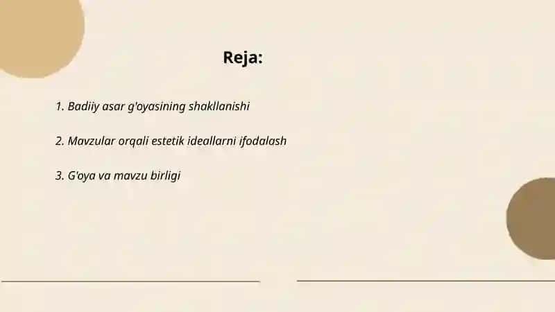 Badiiy asar g'oyasi 2