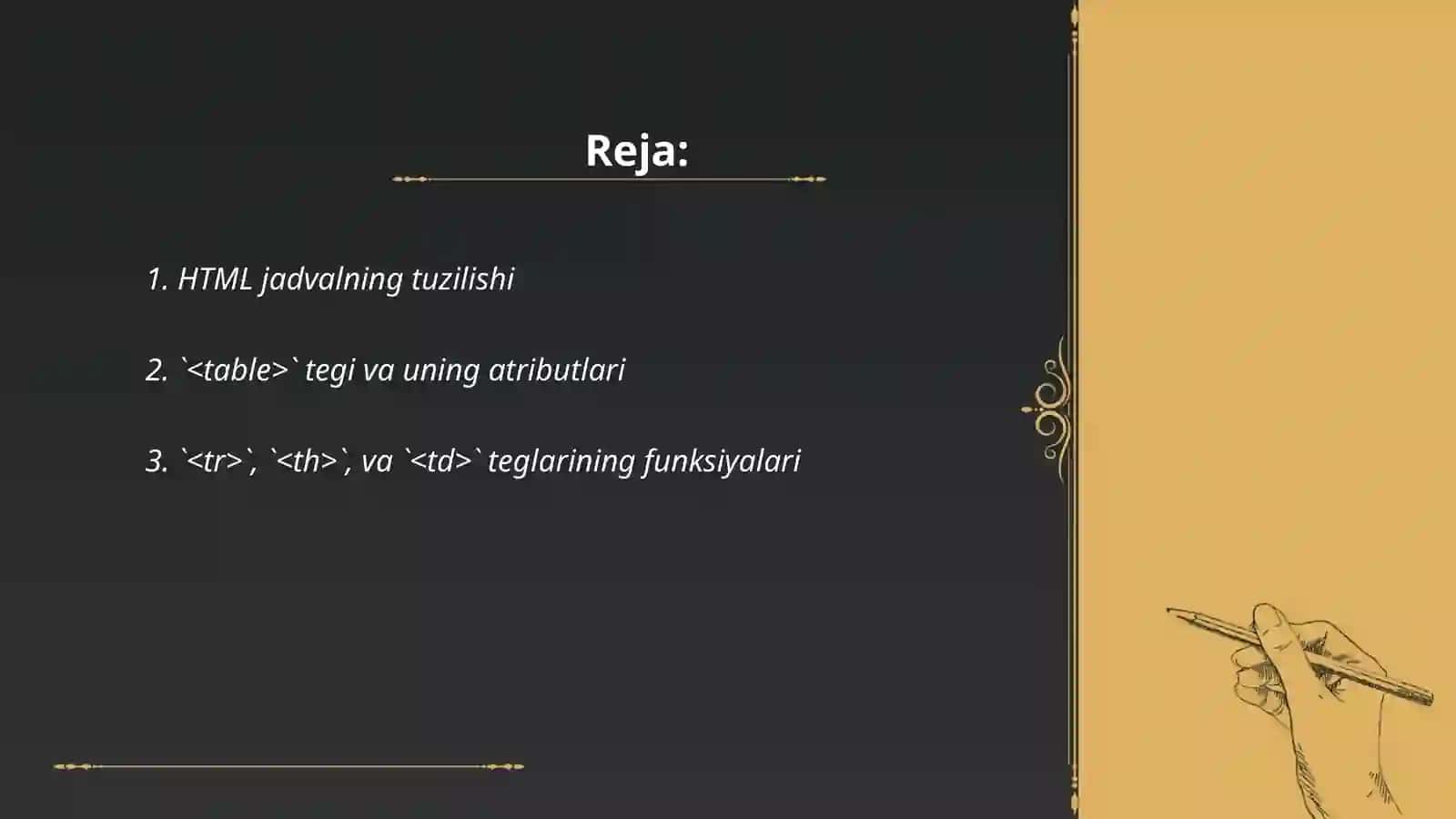 HTML da jadvallar nima va ular bilan ishlash 2
