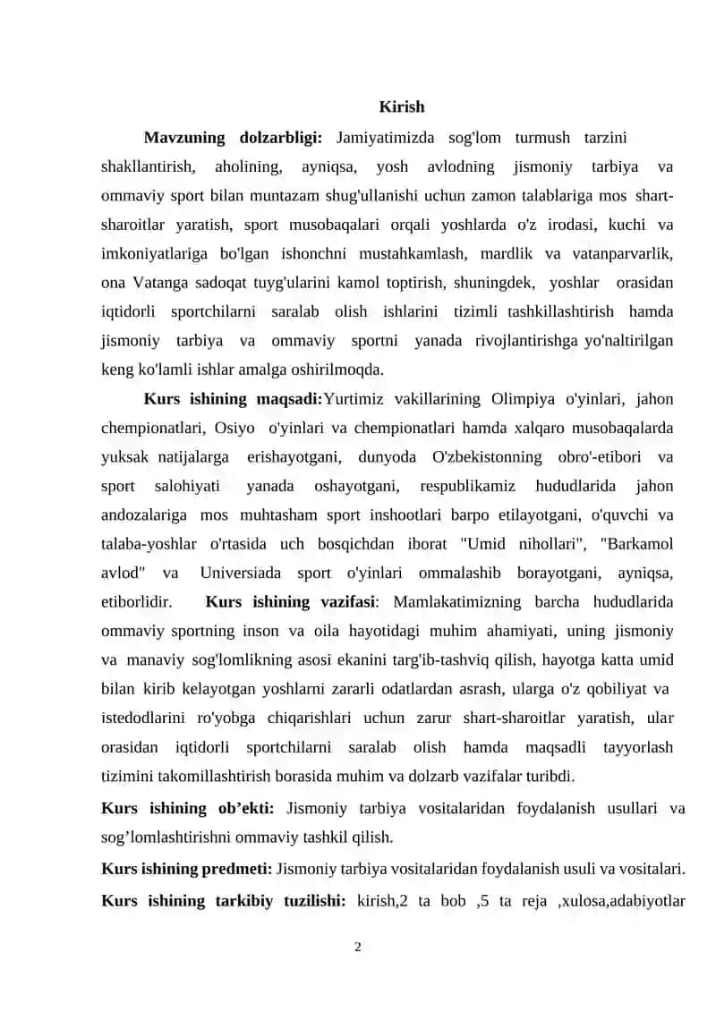 SPORT MAKTABLARI VA MARKAZLARI FAOLIYTINI TASHKIL QILISH 2