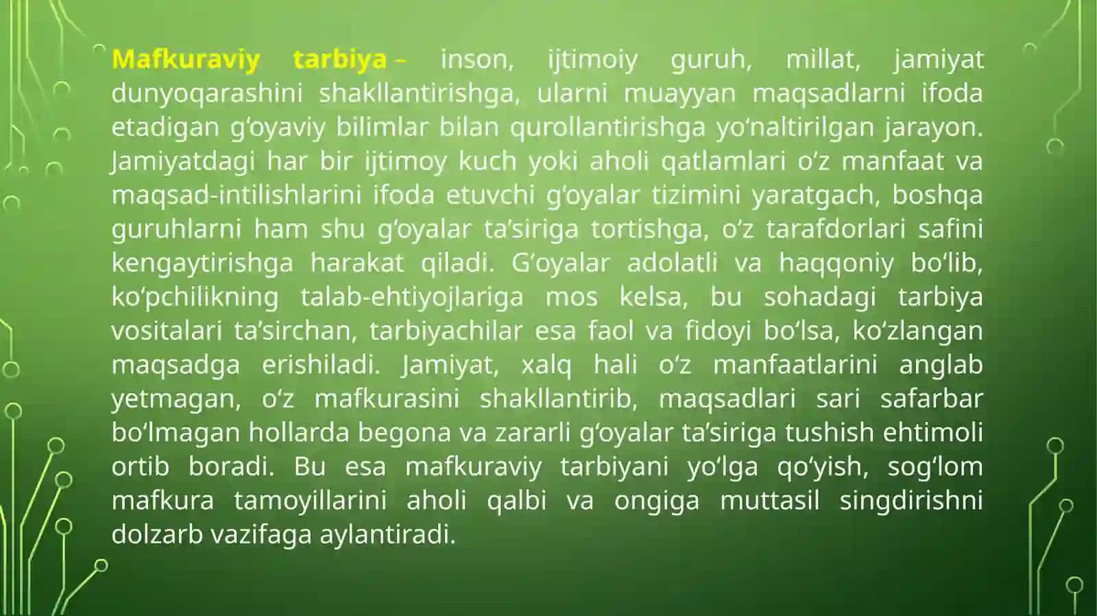 MAFKURAVIY TARBIYA 2