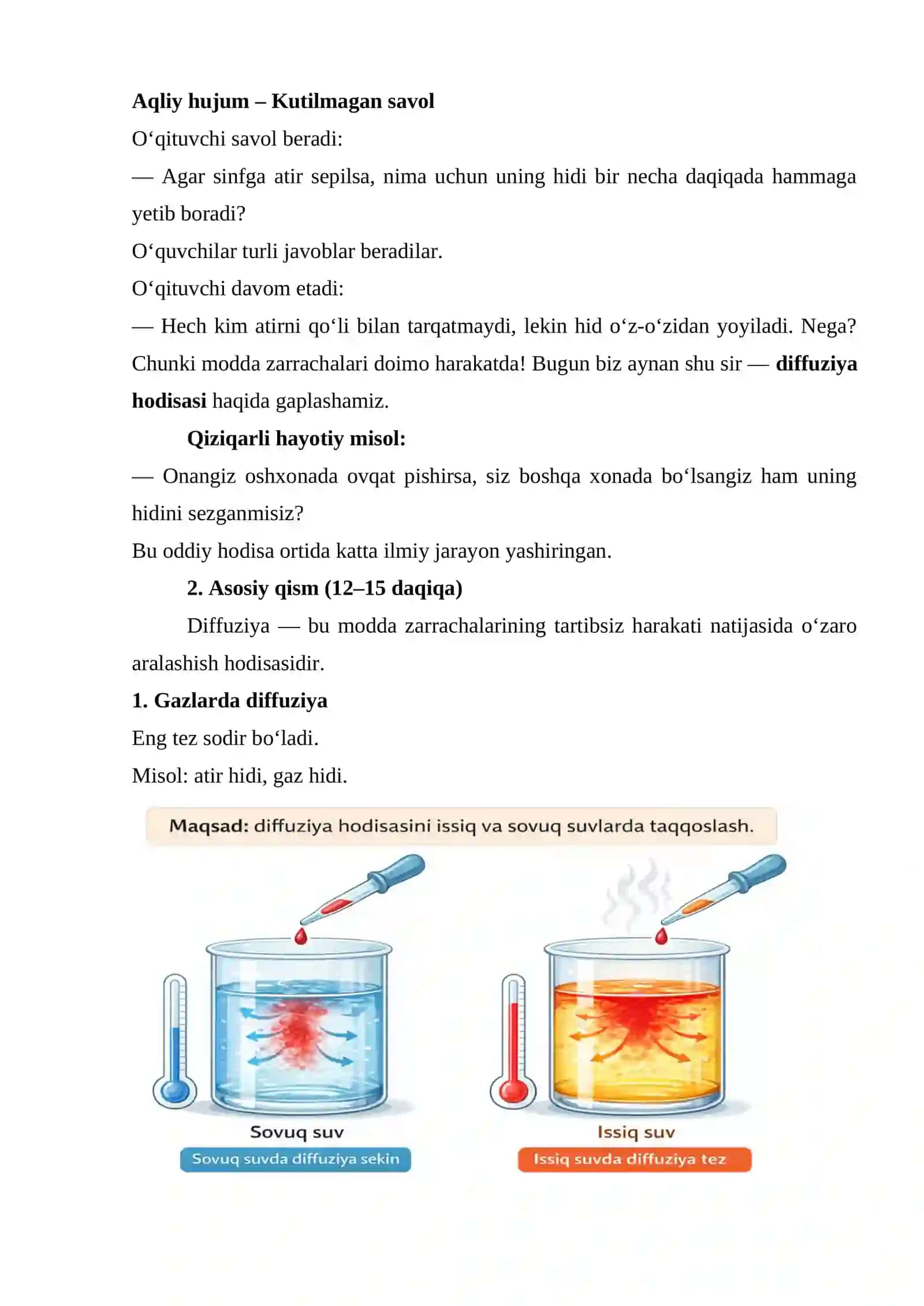 Diffuziya hodisasini o’rganish 2