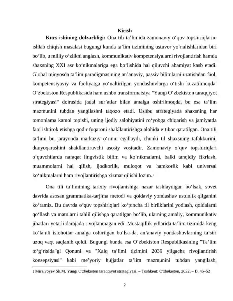 Ona tilidan zamonaviy oʻquv topshiriqlarini ishlab chiqish 2