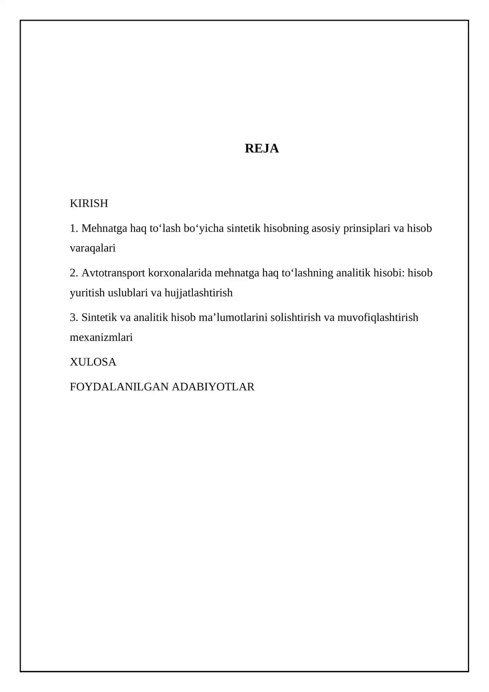 Avtotransport korxonalarida mehnatga haq to‘lash bo‘yicha hisob-kitoblarning sintetik va analitik hisobi 2
