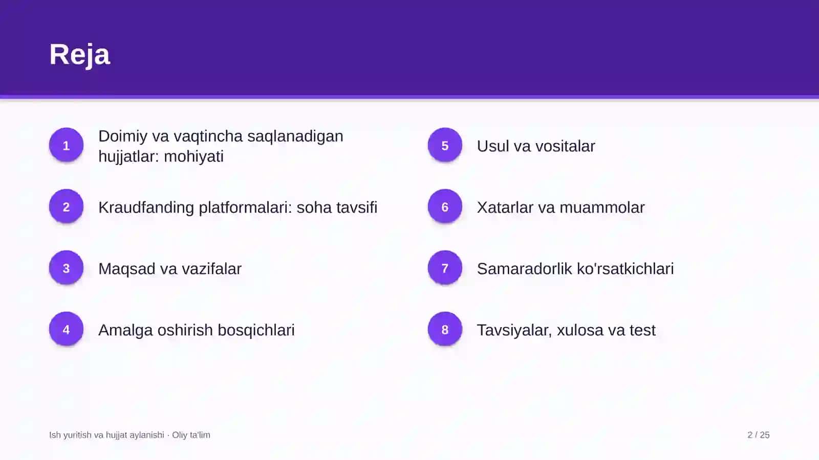 Kraudfanding platformalarida doimiy va vaqtincha saqlanadigan hujjatlarni ajratish 2