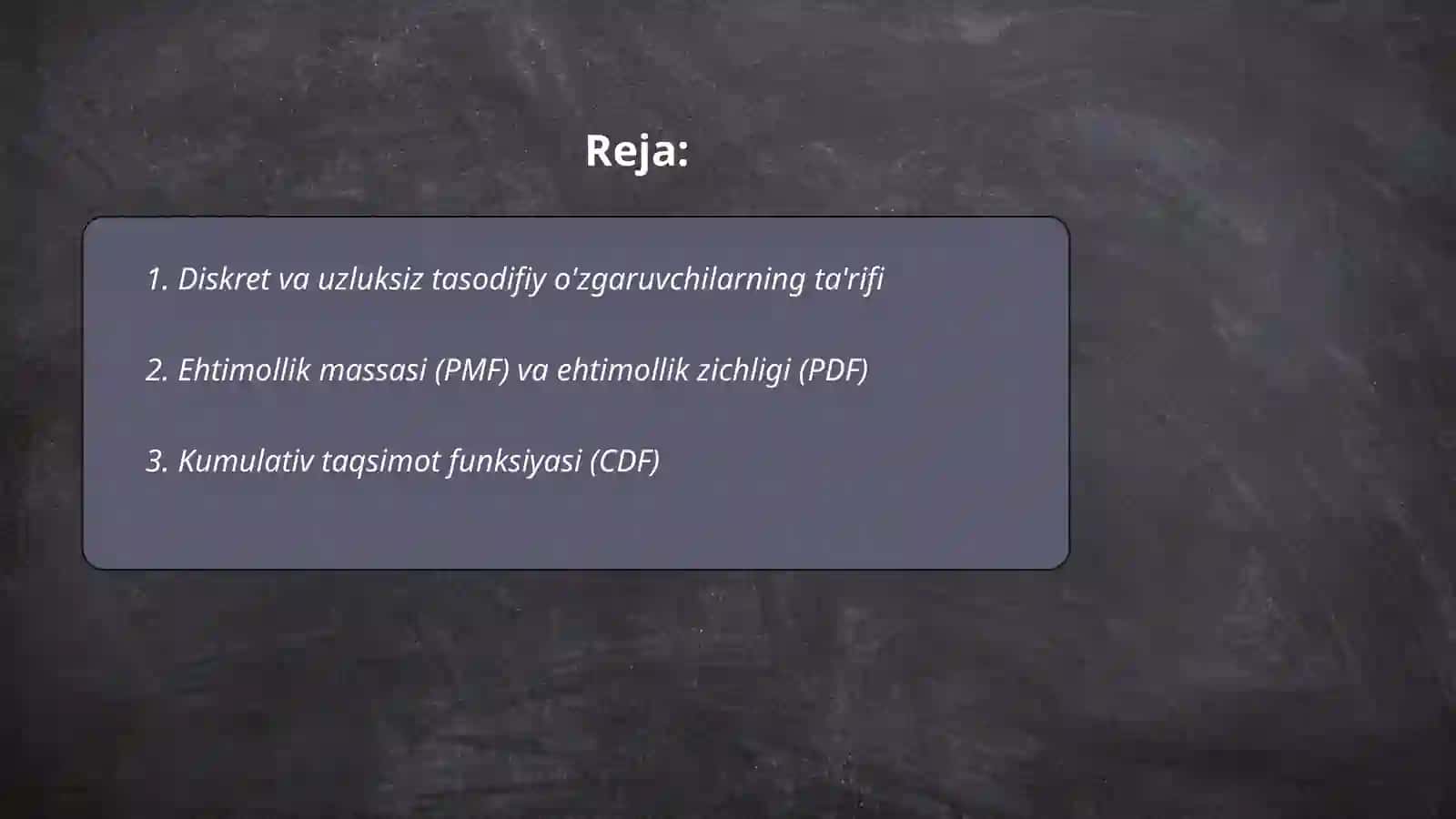 Diskret va usluksiz o'zgaruvchilar 2