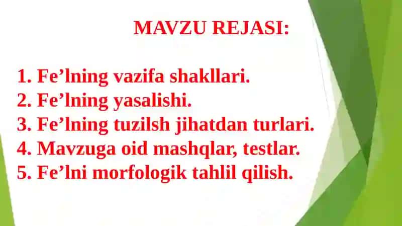 Fe’lning vazifa shakllari 2