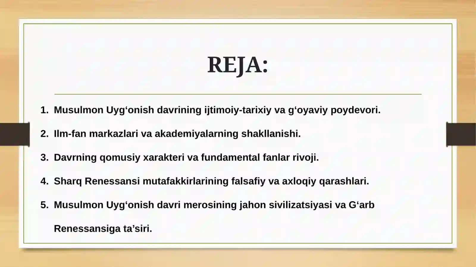 Musulmon uygonish davrining o‘ziga xos xususiyatlari 2
