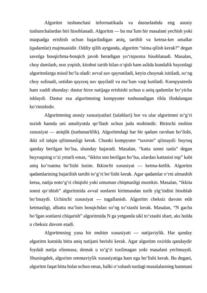 Algoritmlarga doir misollar ishlash 2
