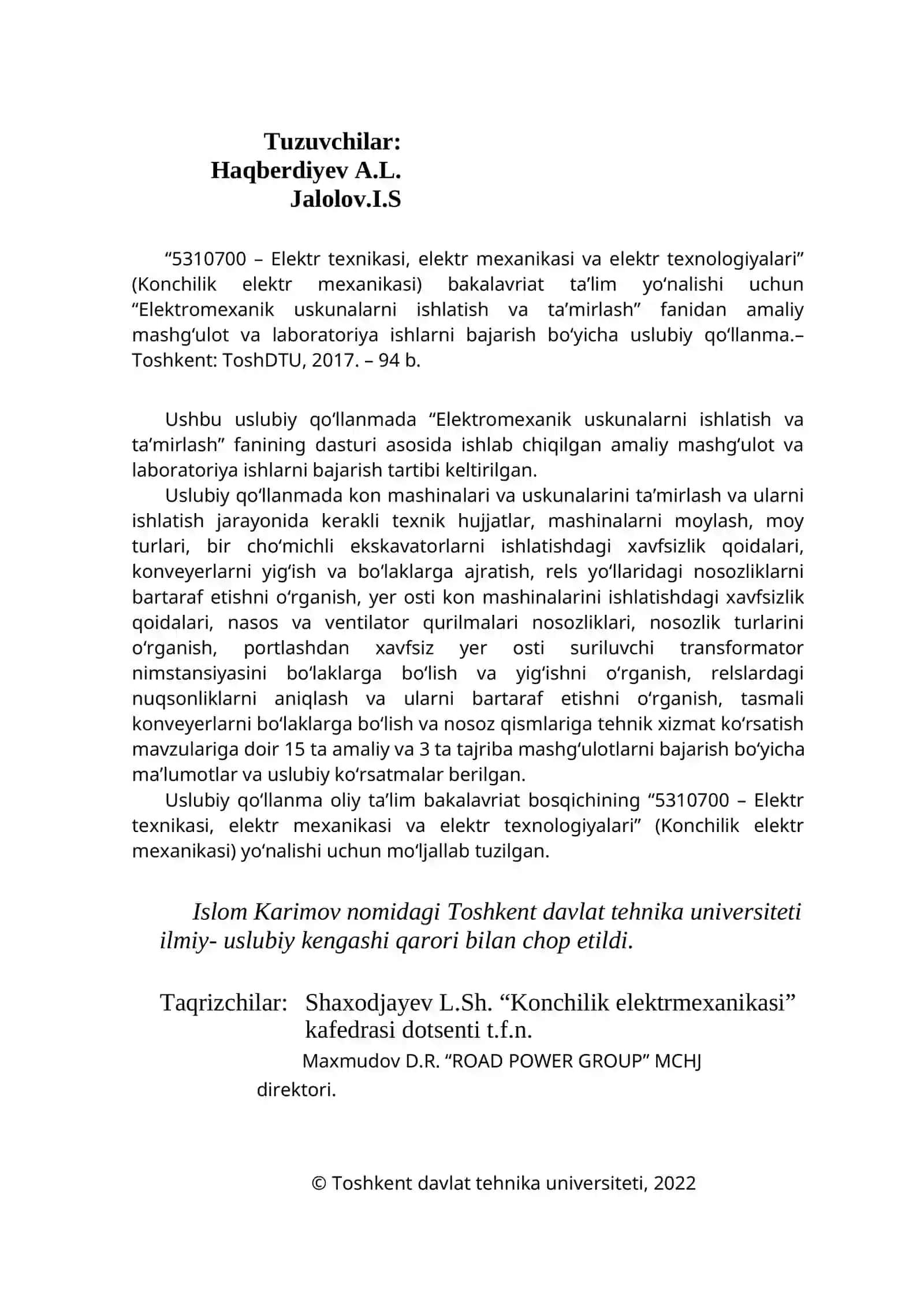 KON ELEKTRMEXANIK USKUNALARNI ISHLATISH VA TAMIRLASH 2