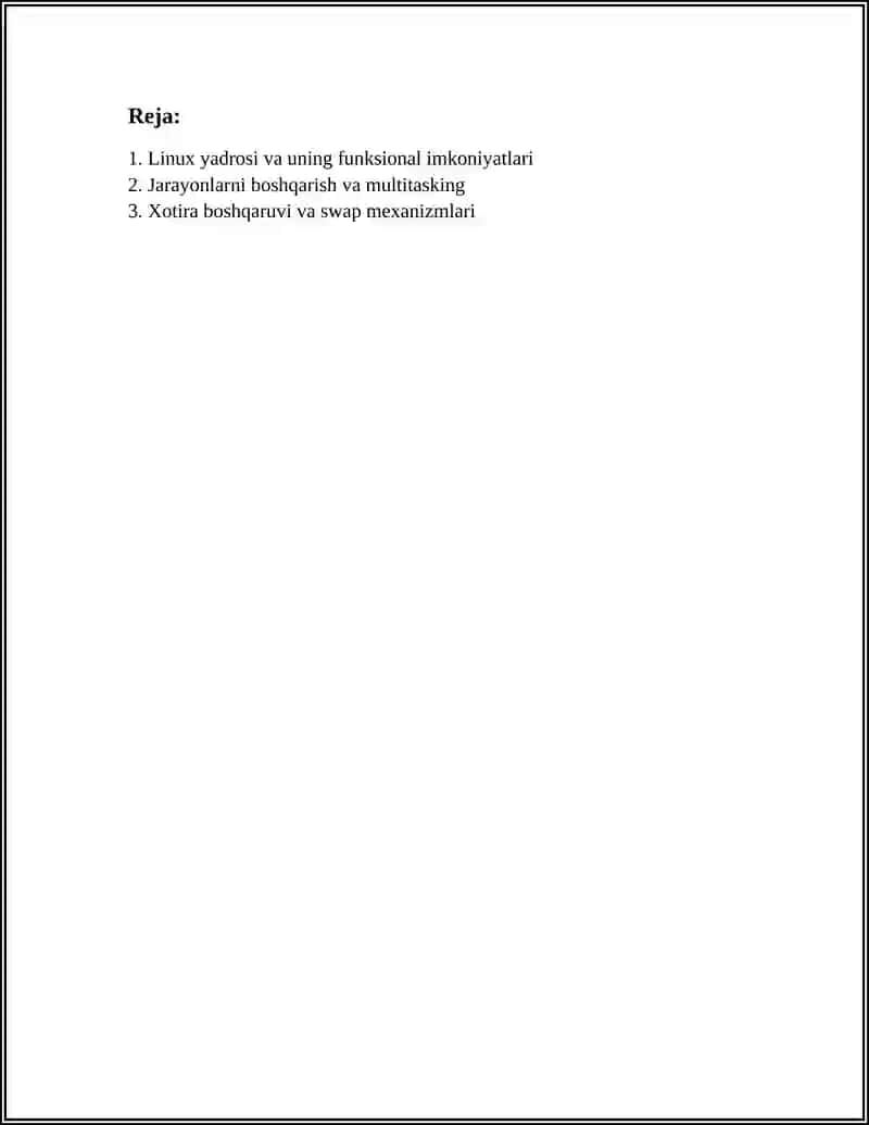 LINUX OT TALQINLARINING FUNKSIONAL IMKONIYATLARI. LINUX OT DISTRIBUTIVLARI 2
