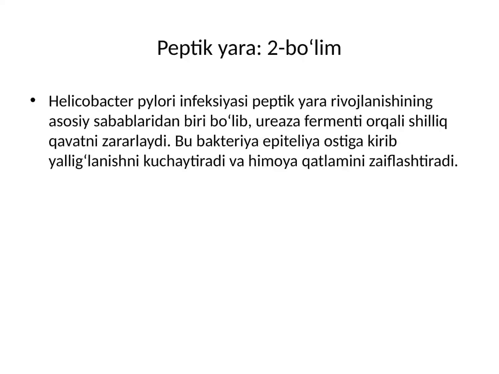 Peptik yara: 1-bo‘lim 2