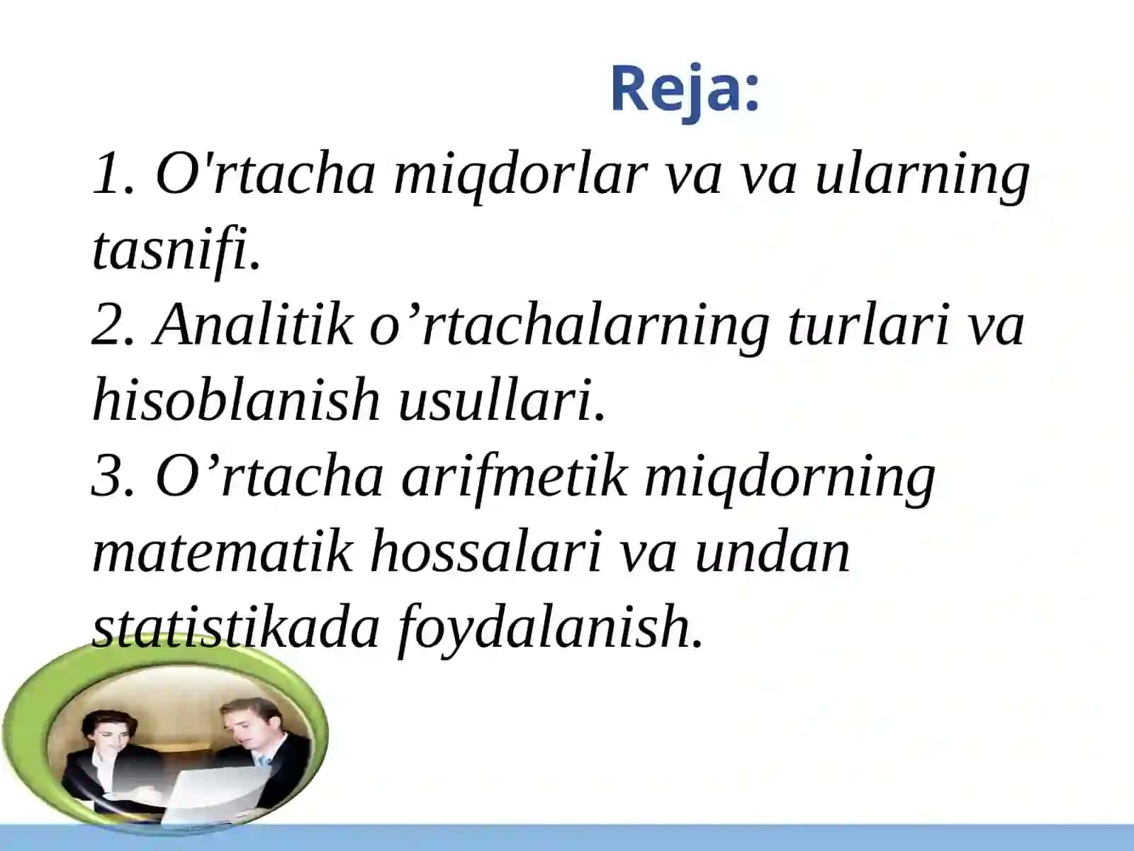 O’rtacha miqdorlar 2