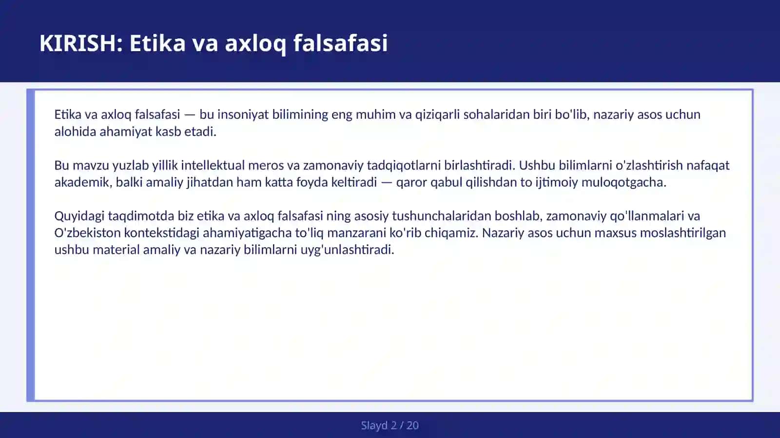 ETIKA VA AXLOQ FALSAFASI 2