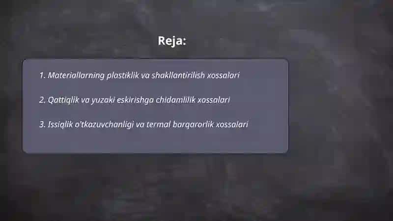 Materiallarning texnalogik xossalari 2